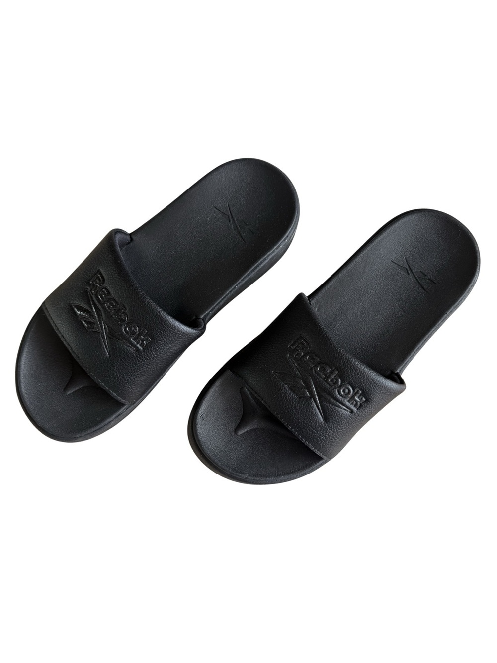 Reebok - NWOT Black Platform Slides with Logo Size 8